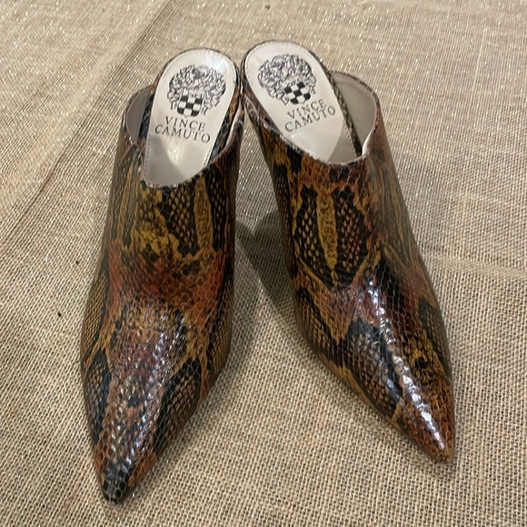 Vince Camuto Shoes - Snake print heeled mules